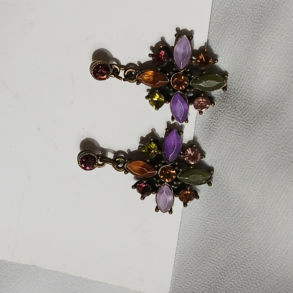 Vintage Multicolored Stone Dangle Earrings - Picture 3 of 4